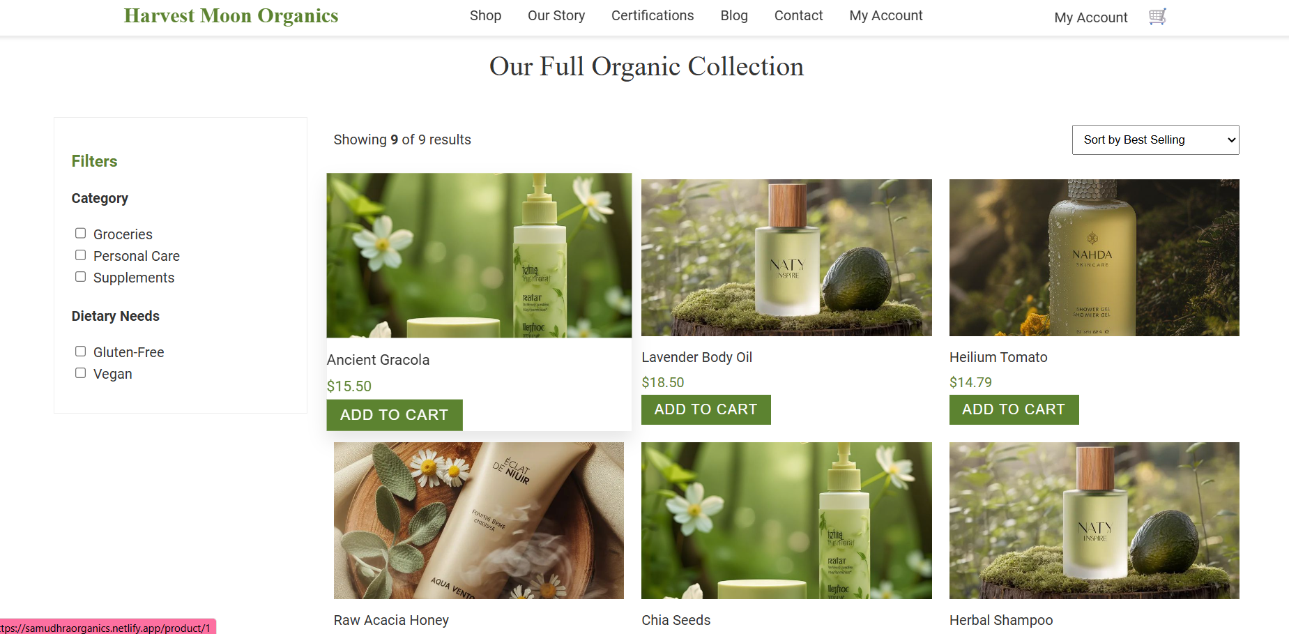 E-commerce Website for Organic Products Thoothukudi